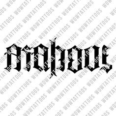 the word tattoo in black ink on a white background