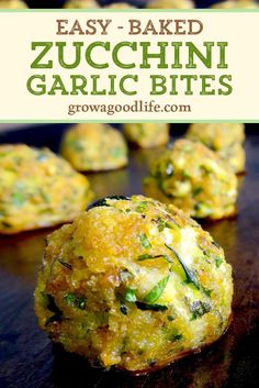 easy baked zucchini garlic bites on a table