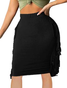 Black Solid Color Tasseled Skirt Black Solid Color, Tassel Skirt, Black Solid, Petticoat, Shop Now, Solid Color, Skirt, Black, Color