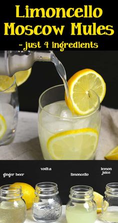 Limoncello Moscow Mules are a fun twist on the classic mule. Substitute fresh lemons for limes, and add some limoncello. So refreshing for warm summer nights! | suebeehomemaker.com | #limoncellomoscowmules #moscowmules #mules #limoncello #vodka #cocktails #happyhour Limoncello Shots, Grapefruit Cocktail