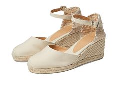 CASTANER Carol 60 Wedge Espadrille - Women's Shoes : Ivory : Be your usual trendsetting self in the closed-toe, canvas CASTANER Carina 60 Wedge Espadrille with woven back quarter, jute detail, and ankle buckle closure. Soft leather lining with lightly padded leather footbed. Textured rubber outsole. Made in Spain. Measurements: Heel Height: 3 in Weight: 10 oz Platform Height: 1 2 in Product measurements were taken using size EU 37 (US Women's 7), width M. Please note that measurements may vary b Castaner Carina, Trendy Handbags, Wedge Espadrille, Women Empowerment, Perfect Pair, Soft Leather, Women's Shoes, Espadrilles, Heel Height