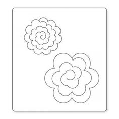 a card with two flowers on the front and one flower on the back, in black and white