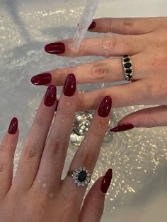 Deep Red Nails, Maroon Nails, Vintage Nails, Chic Nails, Nail Arts