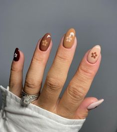 September Nails, Fall Manicure, Fall Nail Art, Fall Nail Colors, Brown Nails