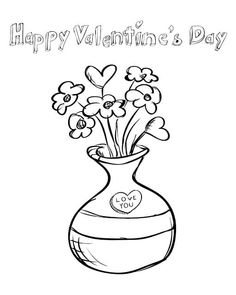 a vase full of flowers with the words happy valentine's day