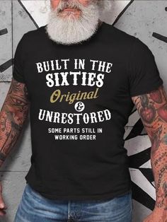 Men's Printed T Shirts With Sixties Mens Printed T Shirts, The Fifties, Mens Back, Printed T Shirts, Screen Printing Designs, Cool Fits, Old Man, A Train, Mens Graphic Tee