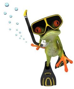 a cartoon frog with goggles and scuba gear