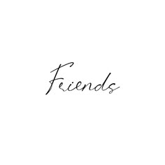 the word friends written in black ink on a white background