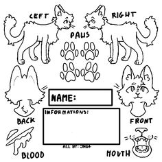 an animal identification sheet with names and pictures