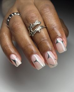 Nails by Venyra 💖 (@v.nailedit_) • Instagram photos and videos V Nail Art, Short Classy Nails Square Oval, Medium Gel Nails, Short Simple Nail Designs, Fall Color Nail Designs, Nail Designs On Natural Nails, Disco Nails, Grey Acrylic Nails, Makeup Order