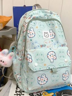 Bird in Bag - Womens Student Backpack with Charm Pendant - High Capacity High-capacity Casual Backpack For Daily Use, Casual High-capacity Backpack For Daily Use, Casual High-capacity Standard Backpack, High-capacity Casual Backpack, Casual High-capacity Backpack, Green Casual Bag For Students, Casual Green Bag For Students, Cute Green Backpack For Students, Cute Green Student Backpack