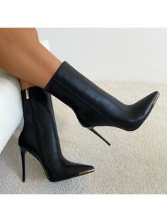 Woman Heels, High Heel Stiefel, Shoes Elegant, Boots For Short Women, Women Heels, Designer High Heels, Zipper Heels, Women's Ankle Boots, Elegant Office