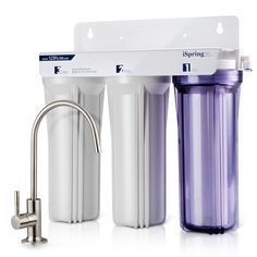 a water filtrator and faucet are shown in this image