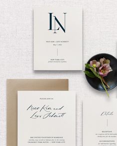 the wedding stationery is laid out and ready to be used