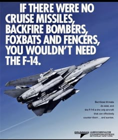 an advertisement with a fighter jet flying through the sky