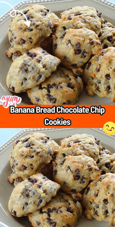 banana bread chocolate chip cookies on a plate