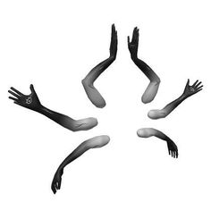 four hands reaching towards each other in the air