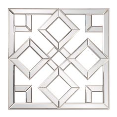 an art deco style mirror with squares and rectangles on the sides, set against a white background