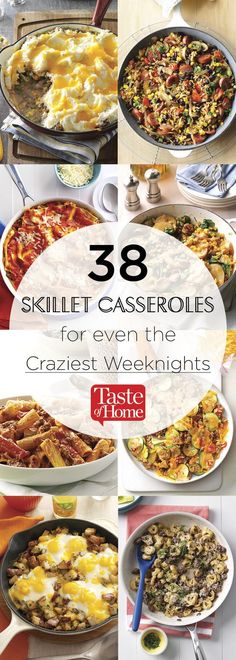 the cover of 38 skillet casseroles for even the craziest weeknights