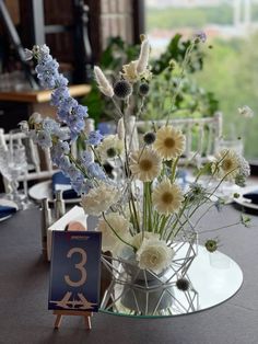 there is a vase with flowers on the table