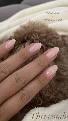 Neutral Almond Nails Classy Short, Neutral Proposal Nails, Clean Oval Nails, Short Nail Inspo Neutral, Bubble Bath Acrylic Nails Almond, Engagement Nails Light Pink, Neutral Nails Cute, Neutral Nails For Prom, Cute Nails Inspo Simple