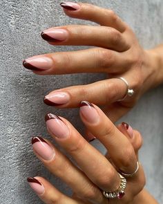 50+ Trendy Brown Nails You Need To Try This Season! - Prada & Pearls Biab Nail Designs Autumn, Mocha Tip Nails, Biab Teddy Nails, Fall Nails Cool Tones, Autumnal Biab Nails, Biab French Nail Art, Anthony Vince Nail Colors, Autumnal French Tip Nails, Biab Nails Oval