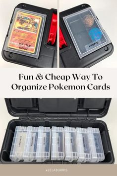 how to organize pokemon cards Pokemon Card Box, Trading Card Storage Boxes, Diy Pokemon, Diy Card Box, School Supply Storage, Trading Card Binder, Trading Card Storage