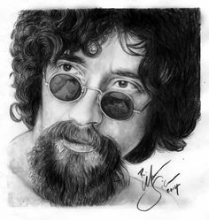 a pencil drawing of a man with glasses