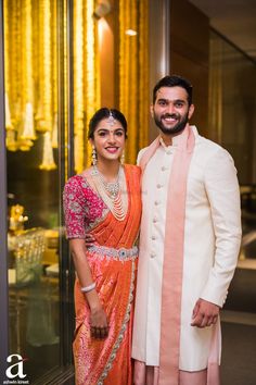 Photo From Shravya And Sharan's Engagement  - By Ashwin Kireet Photography Indian Wedding Reception Outfits, Wedding Reception Outfit, Reception Outfits, Couple Wedding Dress, Wedding Saree Collection