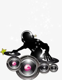 a dj with speakers and stars on the backgroung background photo - free image on pixart com