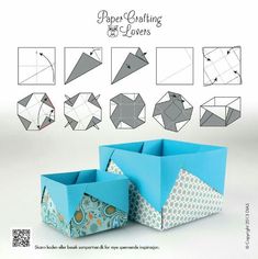 an origami box is shown with the instructions to make it look like they are folded