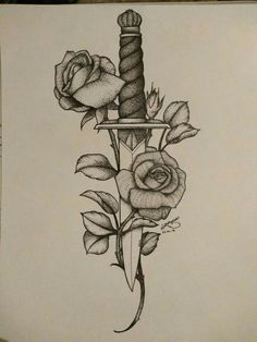 Knife And Rose Tattoo, Knife Tattoo, Tattoo Zeichnungen, Men Tattoos, Inspiration Tattoos, Cat Tattoos, Back Tattoos For Guys, Tiny Tattoo, E Tattoo