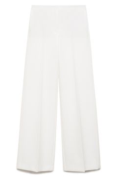 Effortlessly chic for work or the weekend, these stretch-woven pants flaunt neatly creased, full-length wide legs that create a stunning silhouette. Zip fly with hook-and-bar closure Front slant pockets; back welt pockets 75% polyester, 19% viscose, 6% elastane Machine wash, line dry Imported Structured Bottoms For Formal Spring Occasions, Spring Structured Formal Bottoms, Elegant Straight Culottes For Summer, Modern Structured Pants For Workwear, Tailored Sleek Wide Leg Pants For Spring, Elegant Wide Leg Ankle-length Work Pants, Chic Wide Leg Dress Pants With Pressed Crease, Elegant Wide Leg Summer Work Pants, Elegant Wide Leg Pants For Summer Workwear