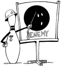 a cartoon figure pointing to a board with the word denemy written on it