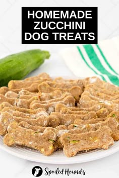 homemade zucchini dog treats on a white plate