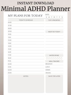 Optimized ADHD Planner: Printable & Digital | Daily & Weekly Organizationgoodnoteplanner #plannerpagesprintablefree. Clean Home Office Design, Planner Ideas Printables, Work Organization Printables, Planer Organisation, Organized Planner, Home Printables, Free Printables Organization, Planner Setup, Weekly Organization