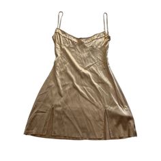 Brand New In Perfect Condition. P1-0724 Material: 93% Silk, 7% Lycra Product Details Two Small Front Slits Sleeveless Mini Length Shaped Cups Size: Womens S Condition: New With Tags I Dress, Gold Color, Mini Dress, Silk, Womens Dresses, Brand New, Tags, Dresses, Women Shopping