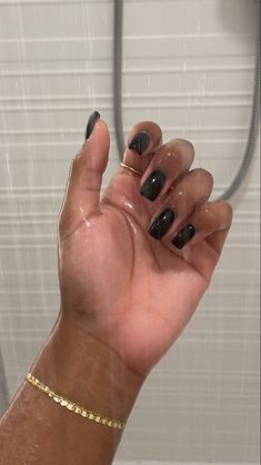 Almond Nails Black, Short Classy Nails, Old Money Nails, Money Nails, Acrylic Nails Coffin Pink, Manicure Ideas, Nails Black, Acrylic Nails Coffin