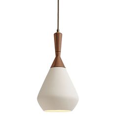 a white and brown light hanging from a ceiling