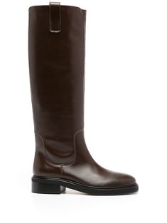 Find AEYDĒ Henry 45mm Knee-length Boots on Editorialist. chocolate brown leather round toe double pull-tab at the opening 45mm chunky heel rubber sole slip-on style Chocolate Brown Fashion, Brown Flat Boots, Calf Leather Boots, Sole Sisters, Closet Collection, Knee Length Boots, Brown Leather Boots, Flat Boots, Ballet Flat Shoes