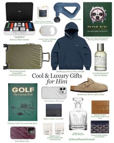 the contents of a men's gift guide for him