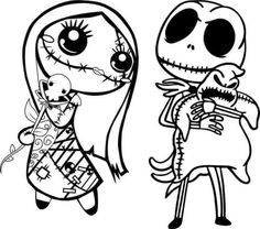 the skeleton girl and jack skellingy coloring pages