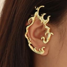 This Unique Piece Is A Wonderful Addition To Your Wardrobe And Your Style; Sure To Get Lots Of Compliments! Great For Halloween Or Anytime! Gsun1x50m00072g-6 Gsuncp50700m1e1-3 Ear Wrap Earrings, Elf Ear, Ear Climbers Earrings, Elf Ears, Gold Ear Cuff, Cuff Jewelry, Dragon Jewelry, Alloy Earrings, Climber Earrings