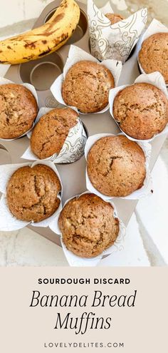 some banana bread muffins are in the box