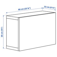 a drawing of a white cabinet with measurements for the top and bottom section on it