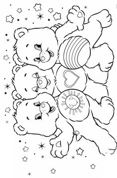 the care bears coloring page is shown in black and white