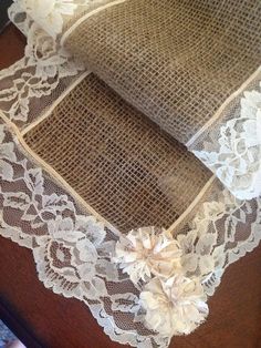 the lace is on top of an old piece of cloth