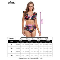 Get ready to make a splash this summer with our women's high-waisted bikini set! Keep in mind that our sizes run smaller than average, so we recommend sizing up for the best fit. Made from a blend of 82% Polyester and 18% Spandex, this swimsuit is designed to be smooth, stretchy, durable, and quick-drying for ultimate comfort and style. The ruffle two-piece bathing suit features a v-neck with ruffles to accentuate your body curves, while the u-back design offers moderate coverage. With removable Cupshe Swimsuits, Trendy Swimsuits, Push Up Swimsuit, Modest Swimwear, Two Piece Swimwear, Body Curves, Petite Women, Tropical Floral, Swim Top