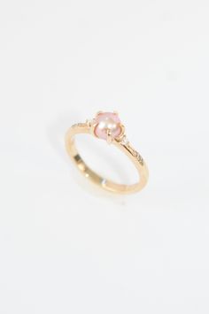 Champagne Rose Ring – Sofia Zakia Champagne Pearl Ring, Gold And Pink Ring, Korean Wedding Ring, Pearl Promise Rings, Rose Gold Pearl Ring, Pink Pearl Ring, Sofia Zakia, Pearl Wedding Ring, Champagne Rose