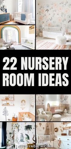 the nursery room is decorated in pastel colors and has lots of pictures on it